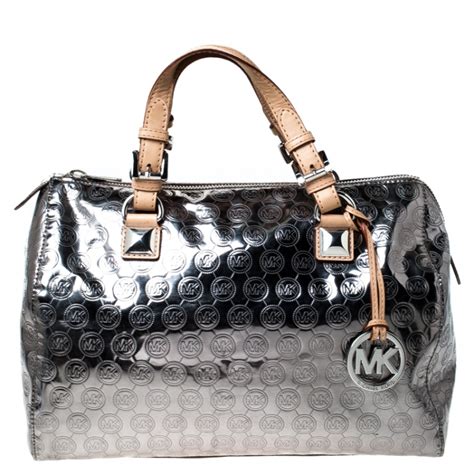 michael kors mirror metallic tote silver|Michael Kors grayson silver.